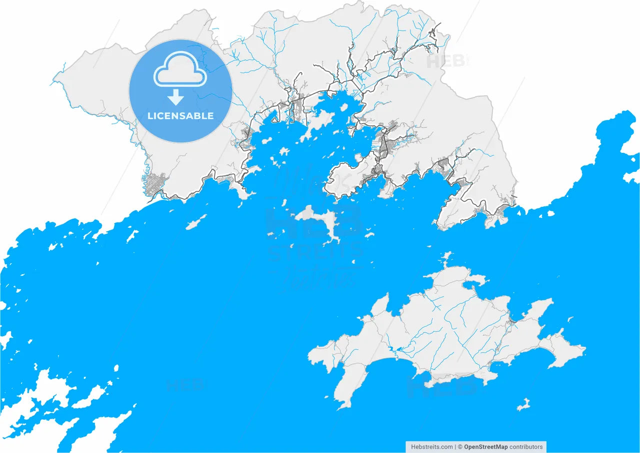 Angra dos Reis, Brazil, high resolution vector map - Instant download PDF and JPG