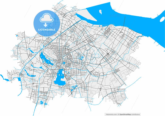 Changshu, Jiangsu, China, high resolution vector map - Instant download PDF and JPG