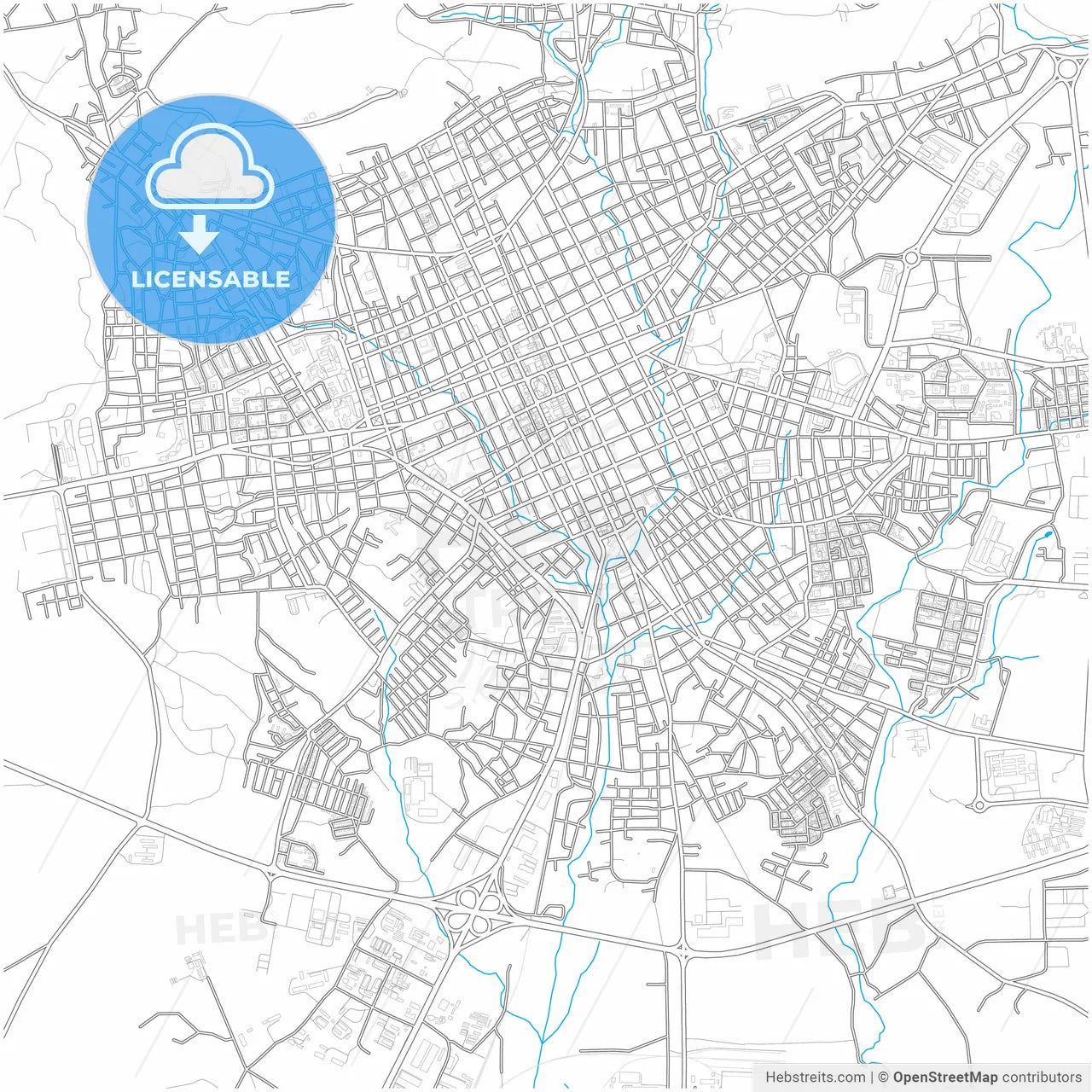 Holguín, Holguín, Cuba, city map with high resolution roads.