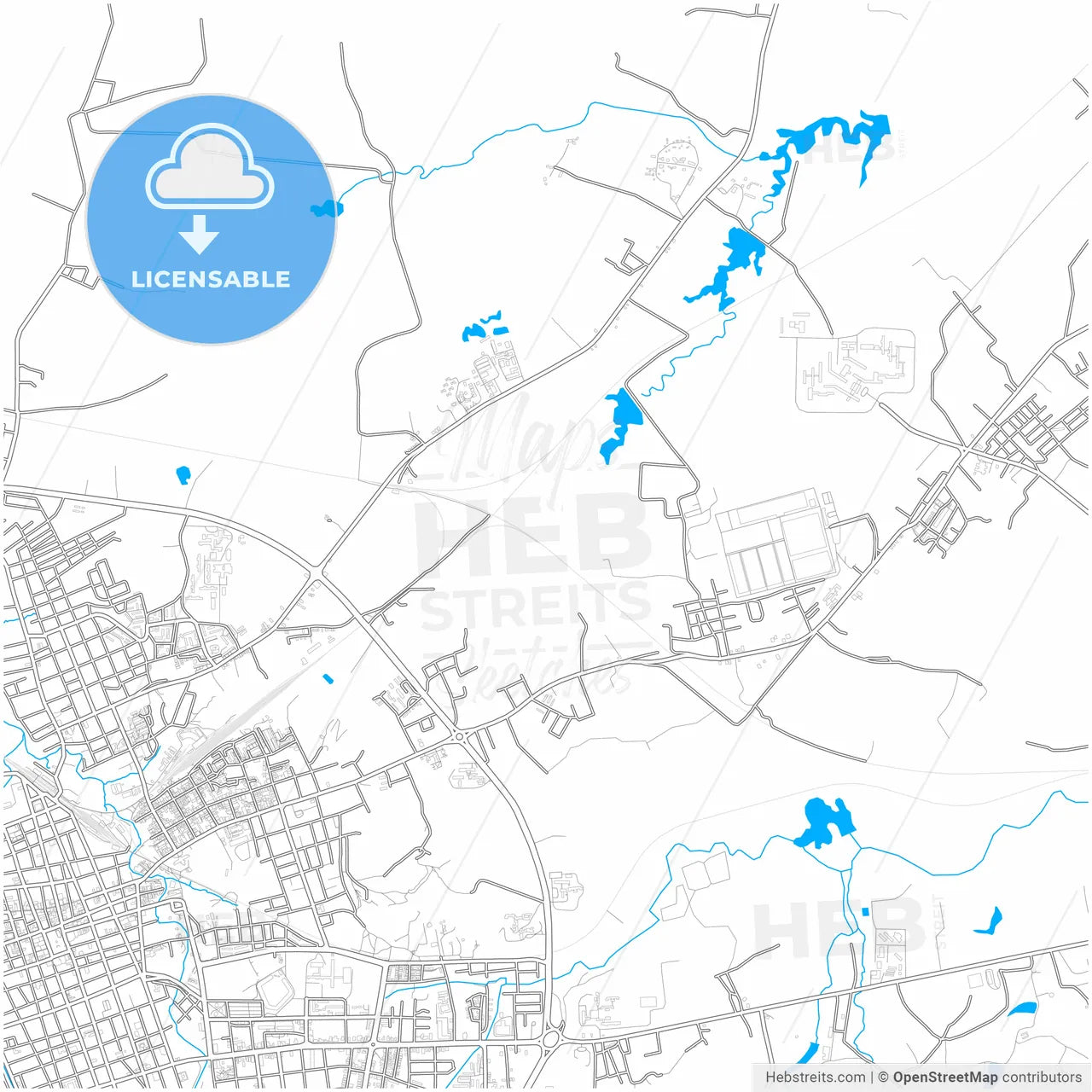 Santa Clara, Villa Clara, Cuba, city map with high resolution roads.