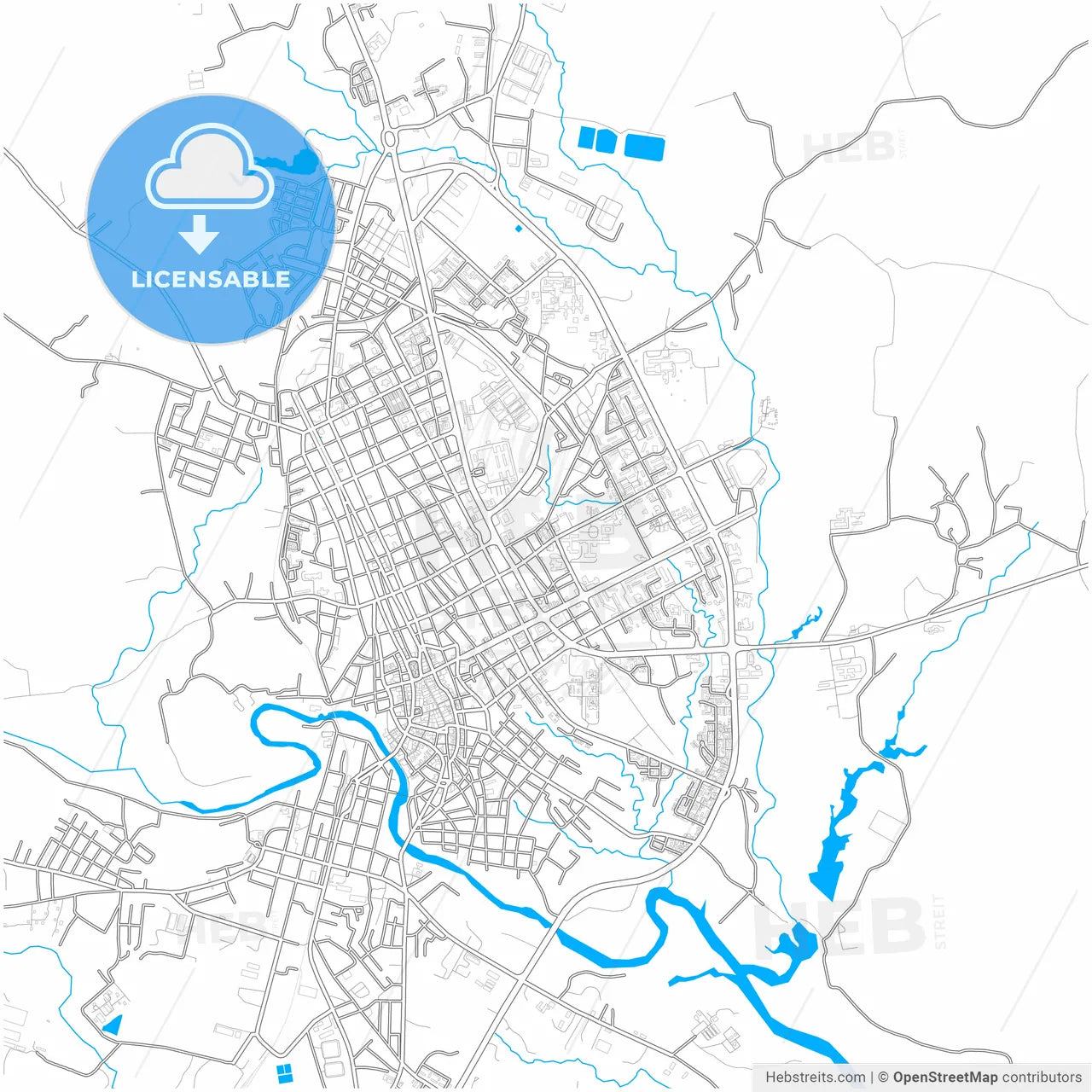 Sancti Spíritus, Sancti Spíritus, Cuba, city map with high resolution roads.