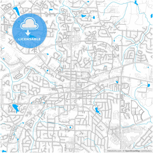 Cary, North Carolina, United States, city map with high resolution roads.