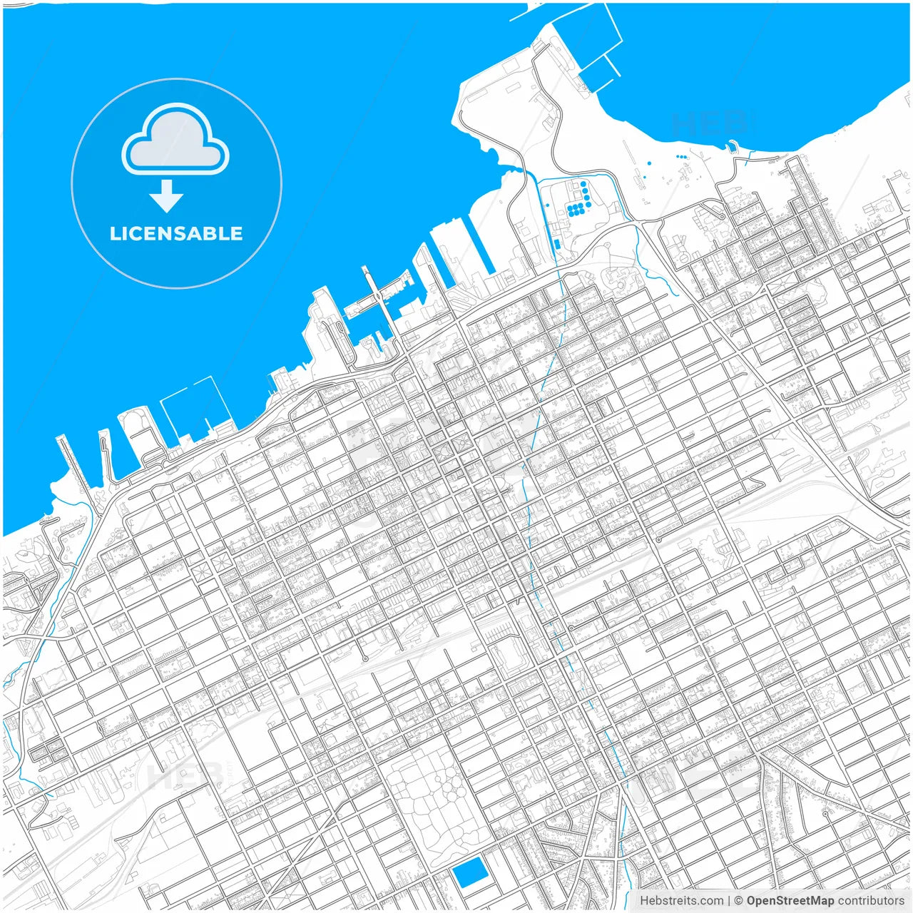 Erie, Pennsylvania, United States, city map with high resolution roads.