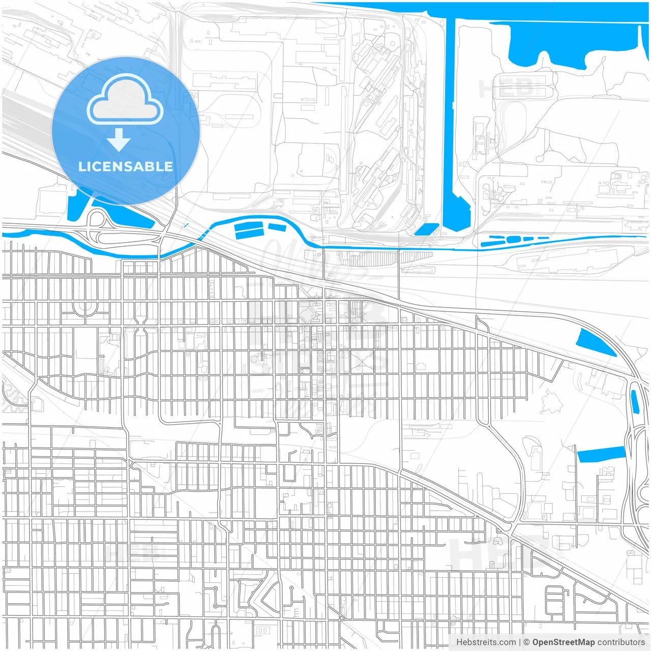 Gary, Indiana, United States, city map with high resolution roads.