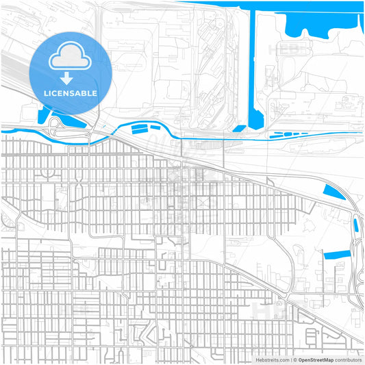 Gary, Indiana, United States, city map with high resolution roads.