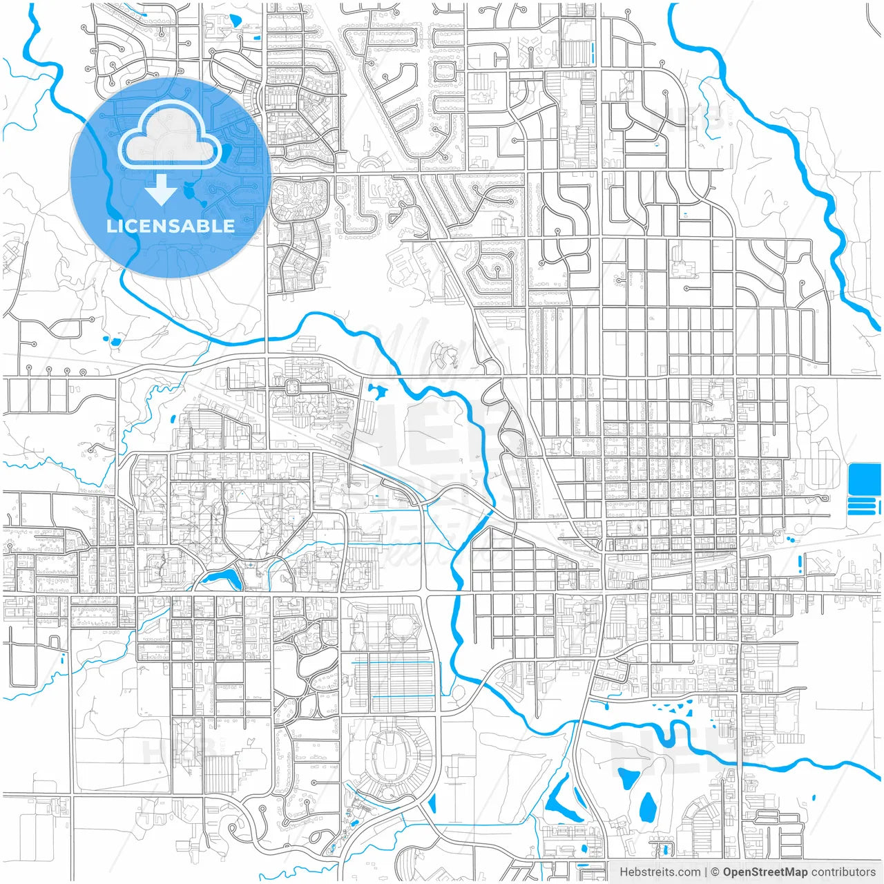 Ames, Iowa, United States, city map with high resolution roads.