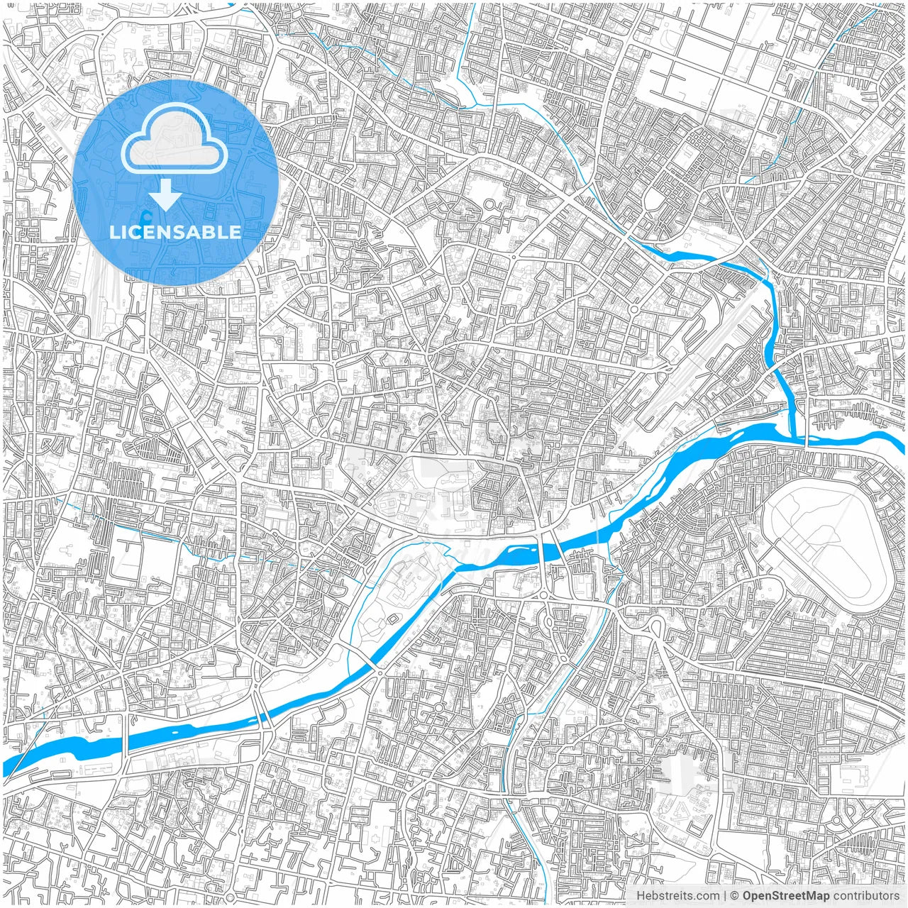 Hyderabad, Telangana, India, city map with high resolution roads.