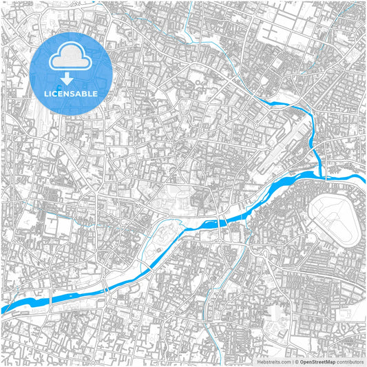 Hyderabad, Telangana, India, city map with high resolution roads.