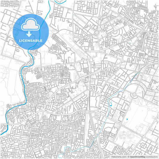 Jaipur, Rajasthan, India, city map with high resolution roads.
