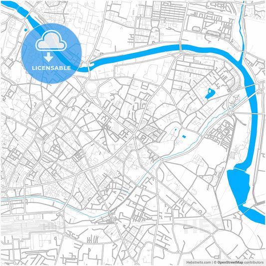 Lucknow, Uttar Pradesh, India, city map with high resolution roads.