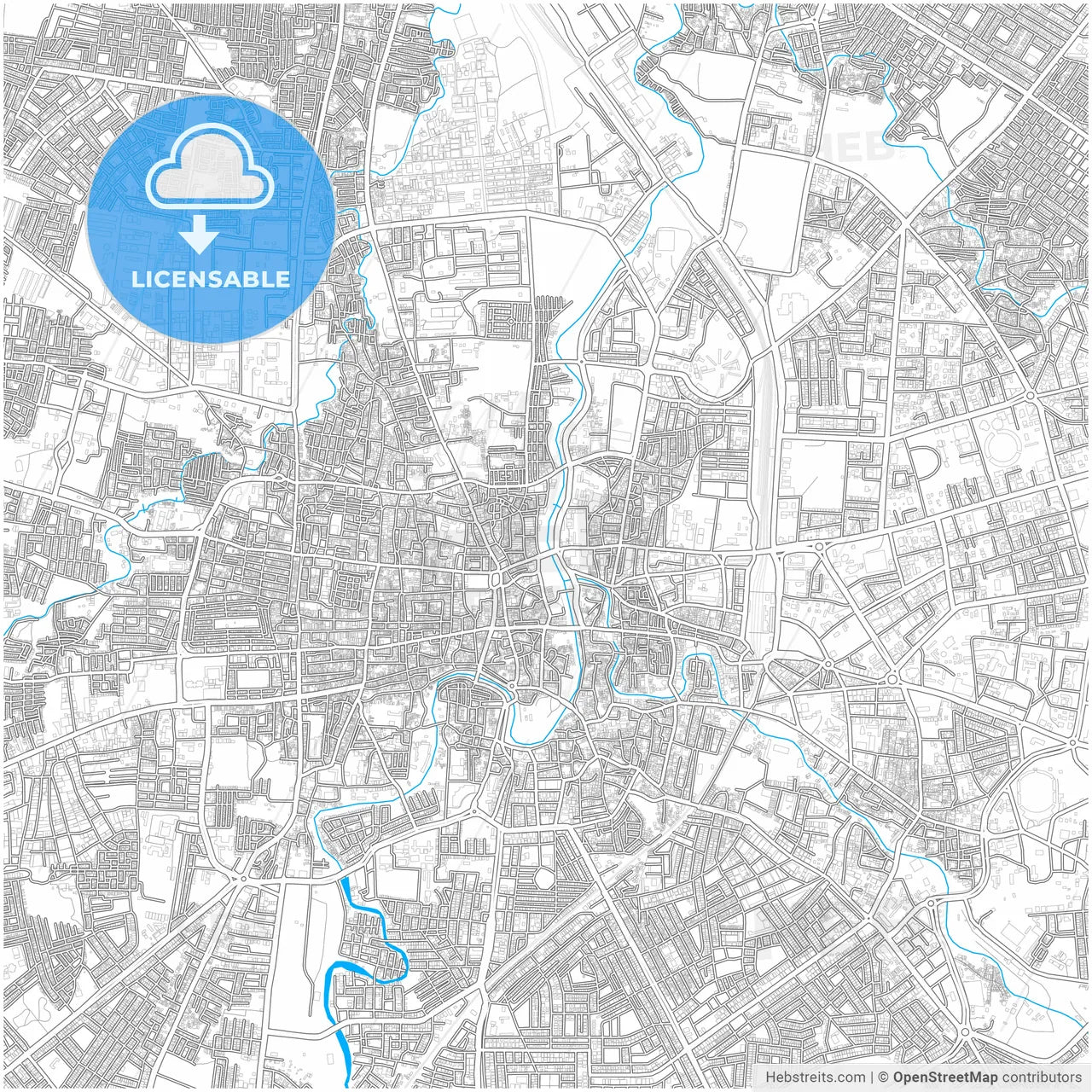 Indore, Madhya Pradesh, India, city map with high resolution roads.