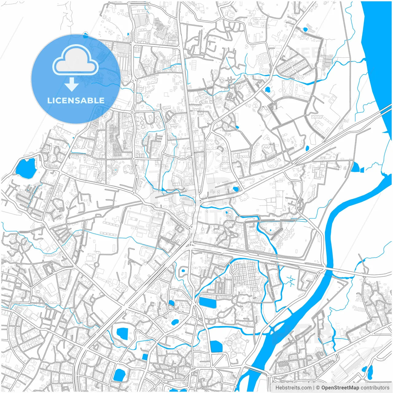 Thane, Maharashtra, India, city map with high resolution roads.