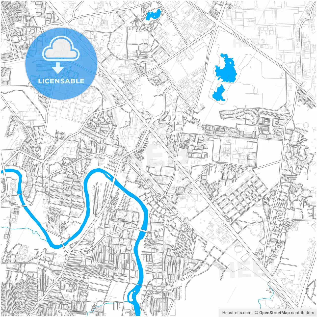 Pimpri-Chinchwad, Maharashtra, India, city map with high resolution roads.