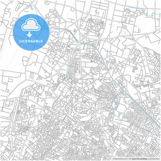 Meerut, Uttar Pradesh, India, city map with high resolution roads.