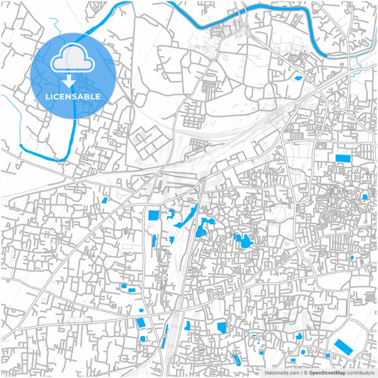 Varanasi, Uttar Pradesh, India, city map with high resolution roads.
