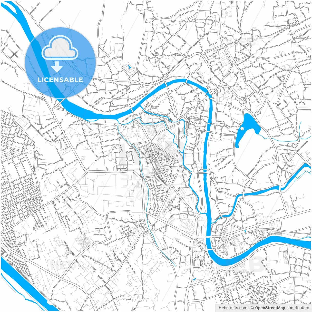 Srinagar, Jammu and Kashmir, India, city map with high resolution roads.