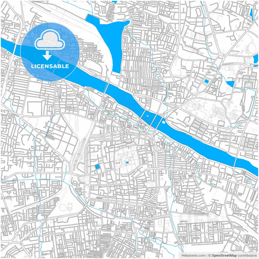Madurai, Tamil Nadu, India, city map with high resolution roads.