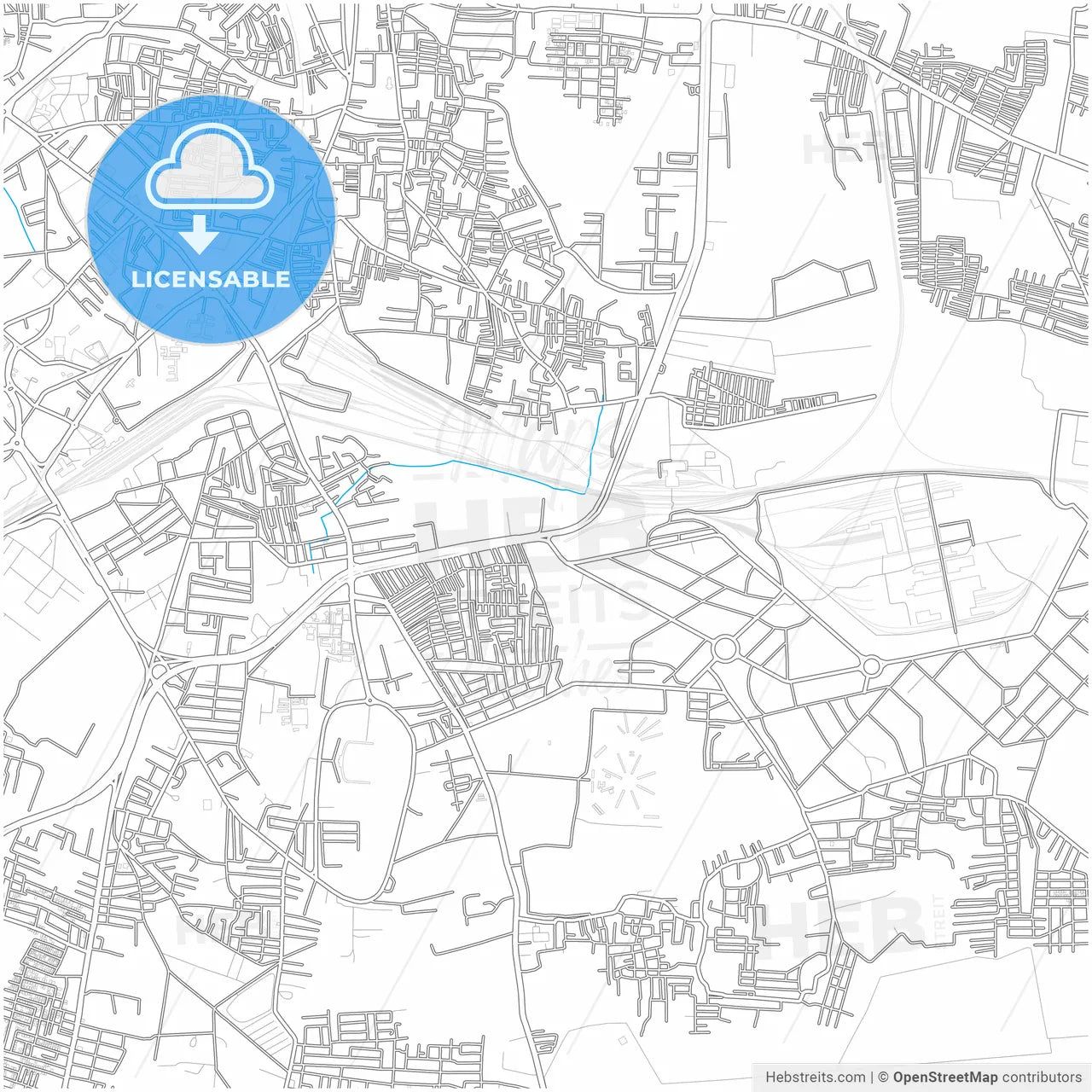 Tiruchirappalli, Tamil Nadu, India, city map with high resolution roads.