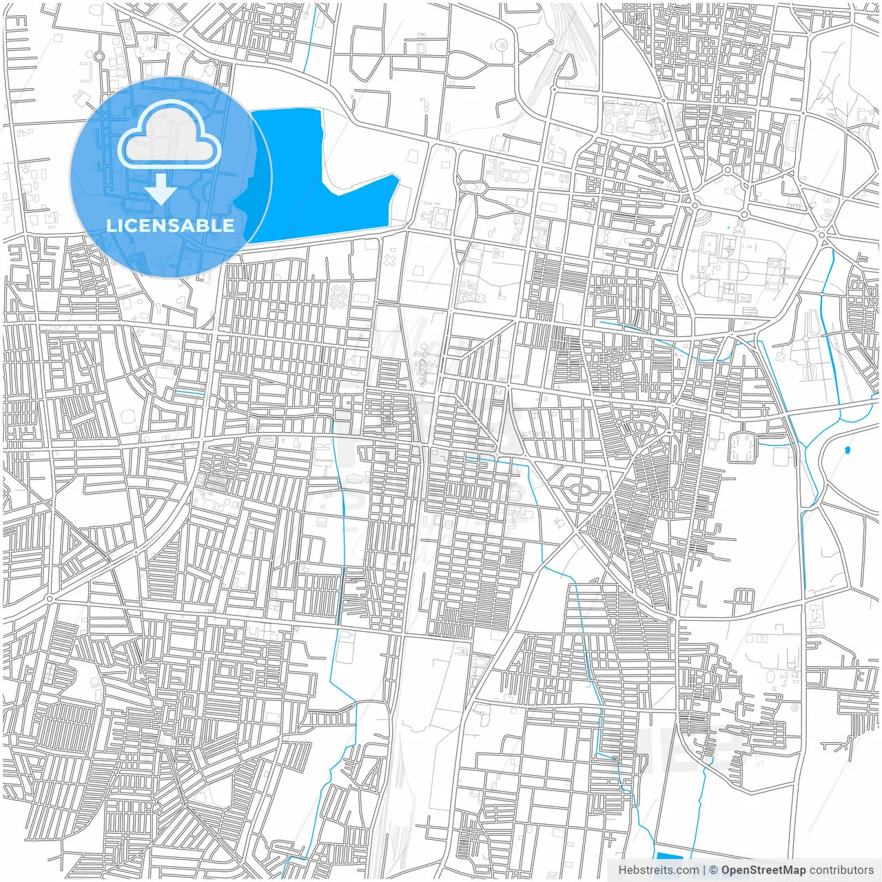 Mysore, Karnataka, India, city map with high resolution roads.