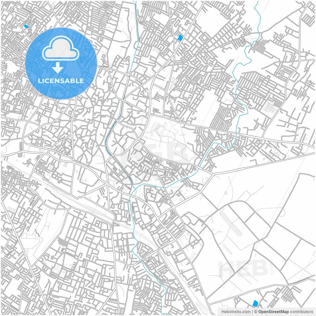 Saharanpur, Uttar Pradesh, India, city map with high resolution roads.