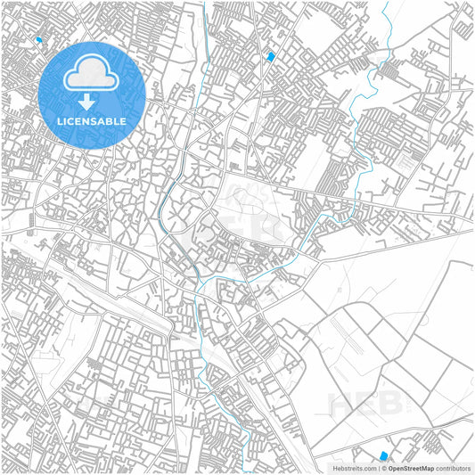 Saharanpur, Uttar Pradesh, India, city map with high resolution roads.