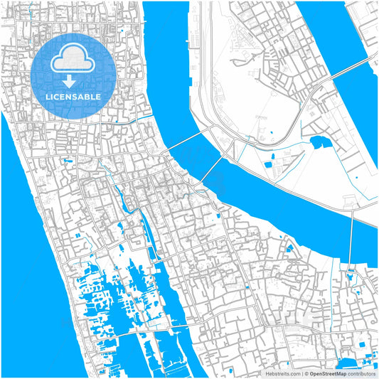 Kochi, Kerala, India, city map with high resolution roads.