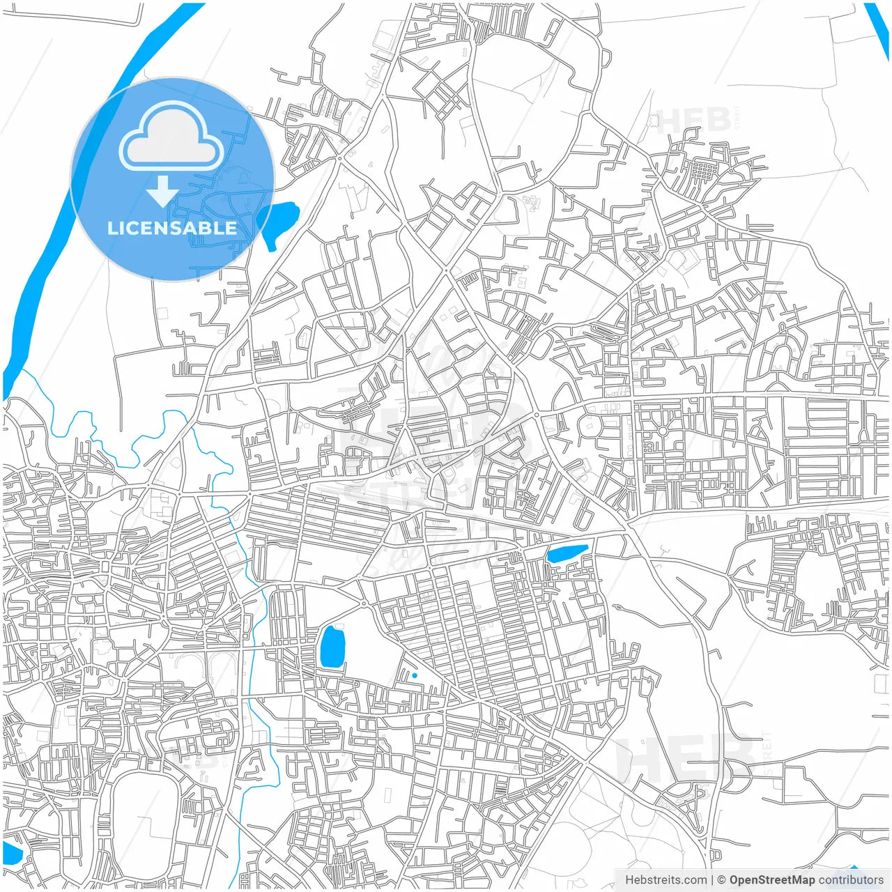 Kolhapur, Maharashtra, India, city map with high resolution roads.