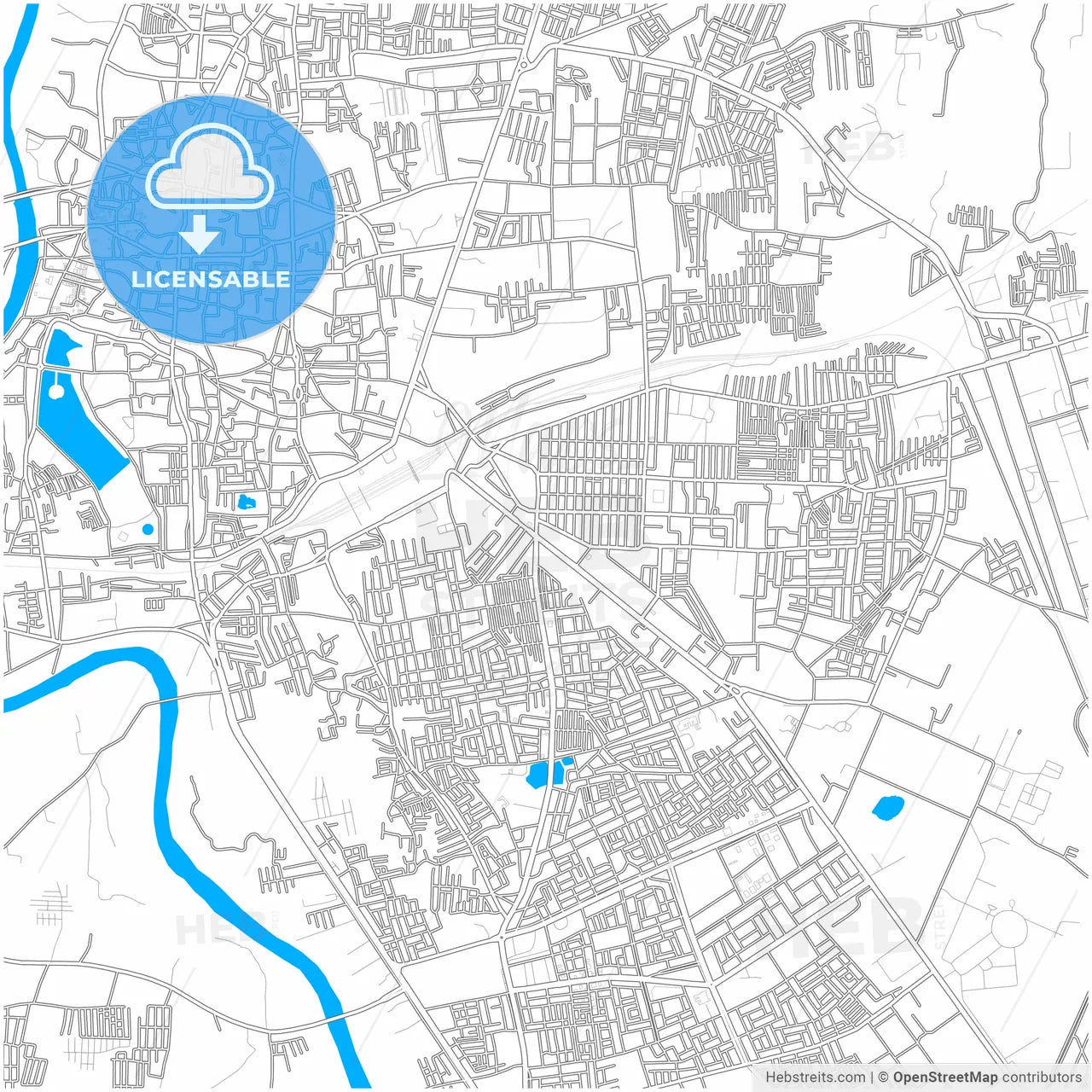 Ujjain, Madhya Pradesh, India, city map with high resolution roads.