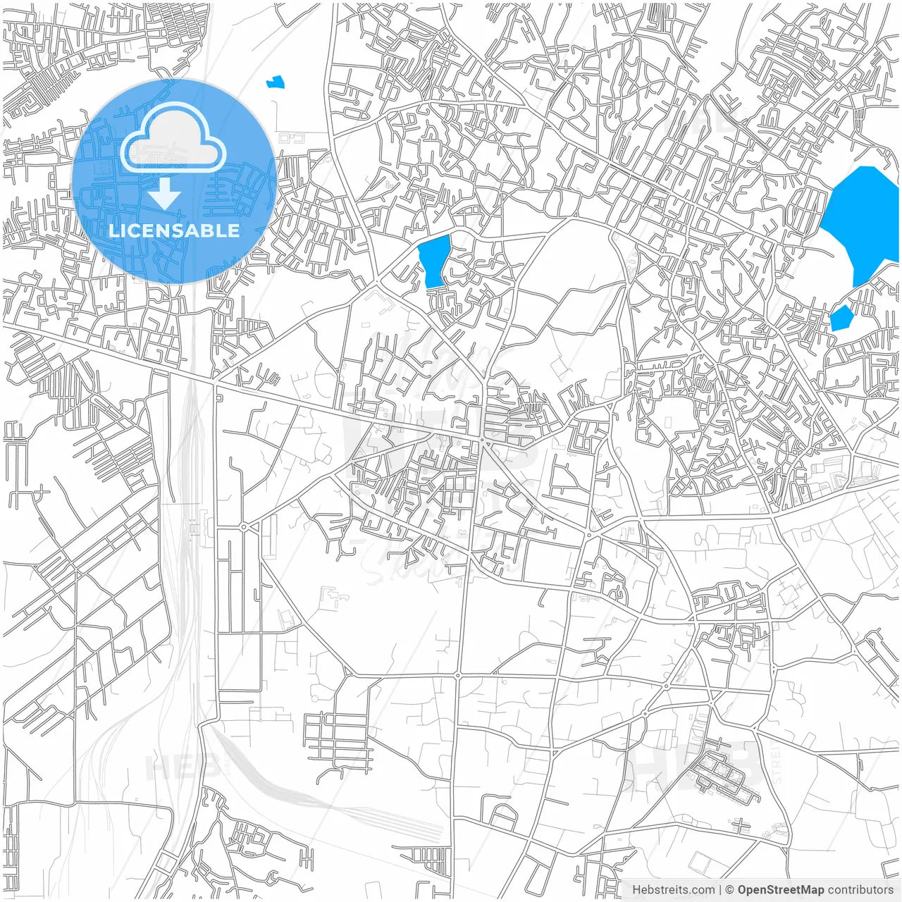 Jhansi, Uttar Pradesh, India, city map with high resolution roads.