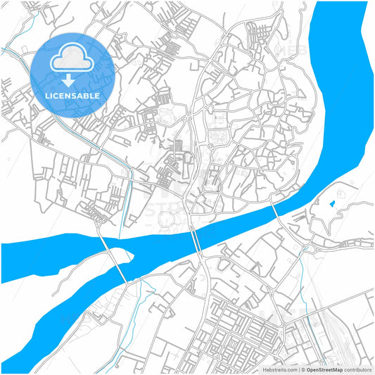 Jammu, India, city map with high resolution roads.
