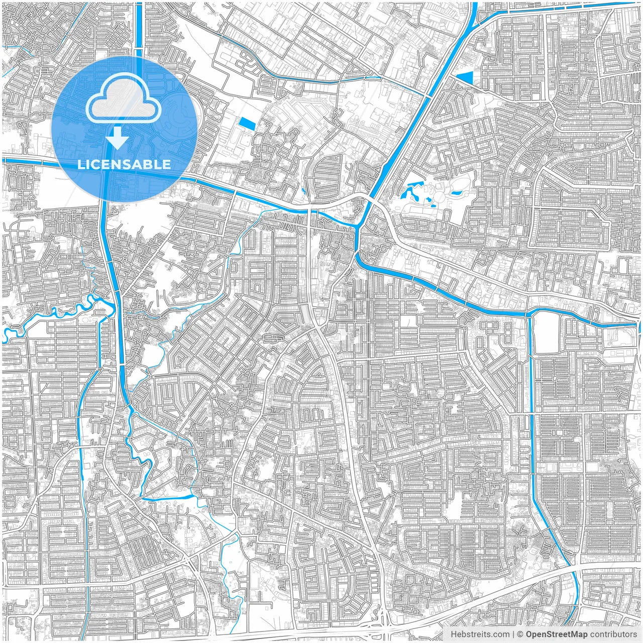 West Jakarta, Indonesia, city map with high resolution roads.