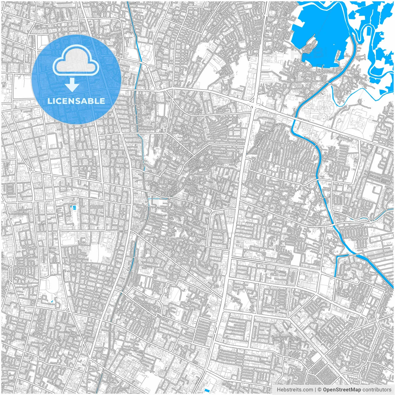 Makassar, South Sulawesi, Indonesia, city map with high resolution roads.