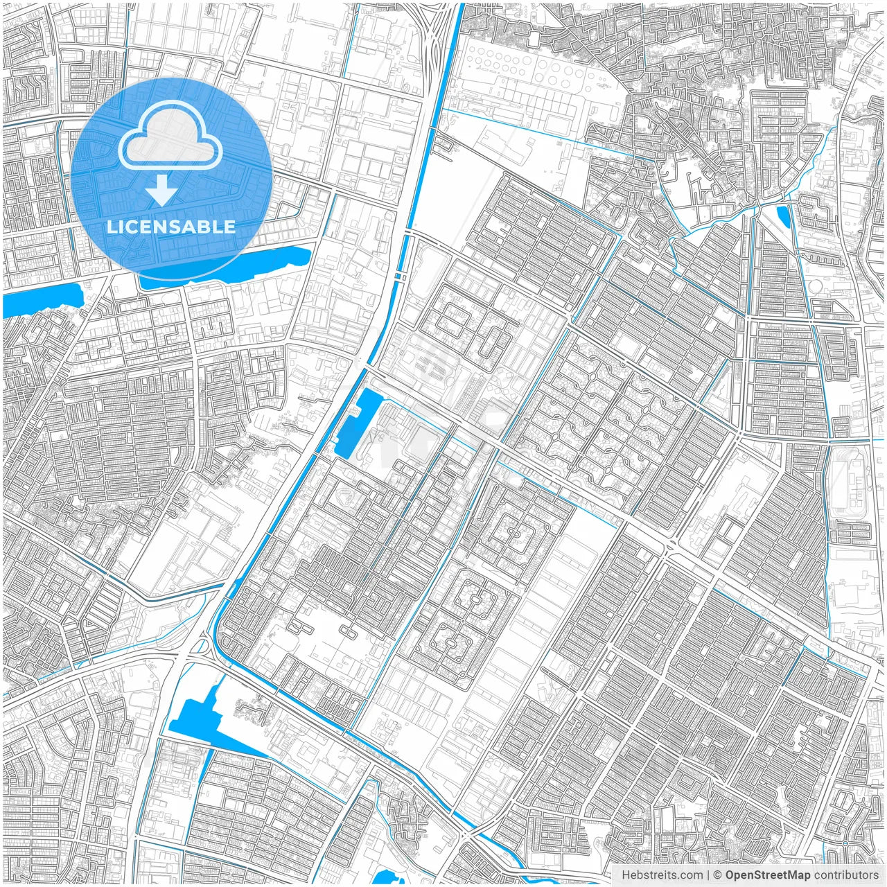 North Jakarta, Indonesia, city map with high resolution roads.