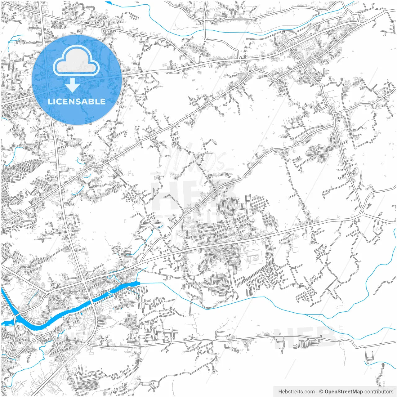 Padang, West Sumatra, Indonesia, city map with high resolution roads.