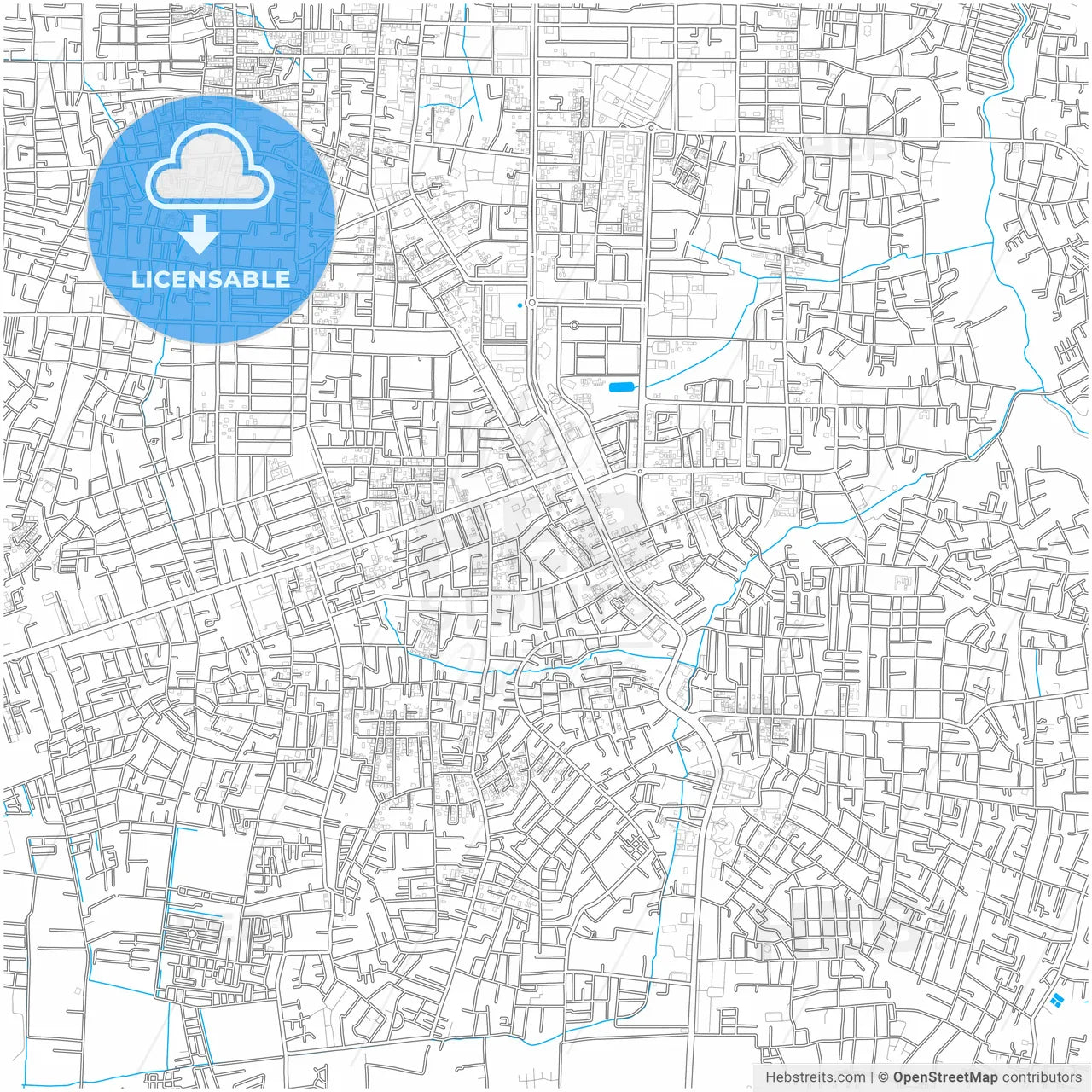 Pekanbaru, Riau, Indonesia, city map with high resolution roads.