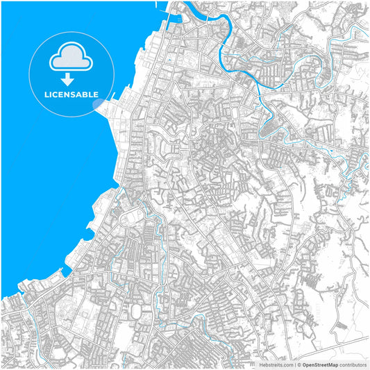 Manado, North Sulawesi, Indonesia, city map with high resolution roads.