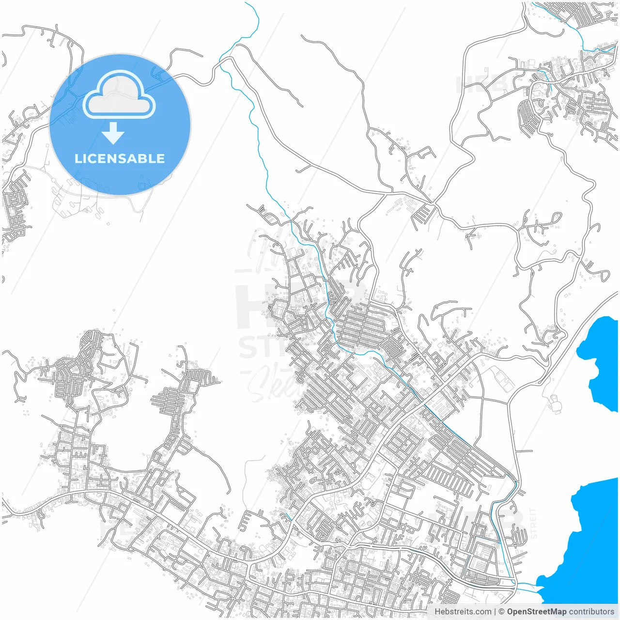 Jayapura, Papua, Indonesia, city map with high resolution roads.