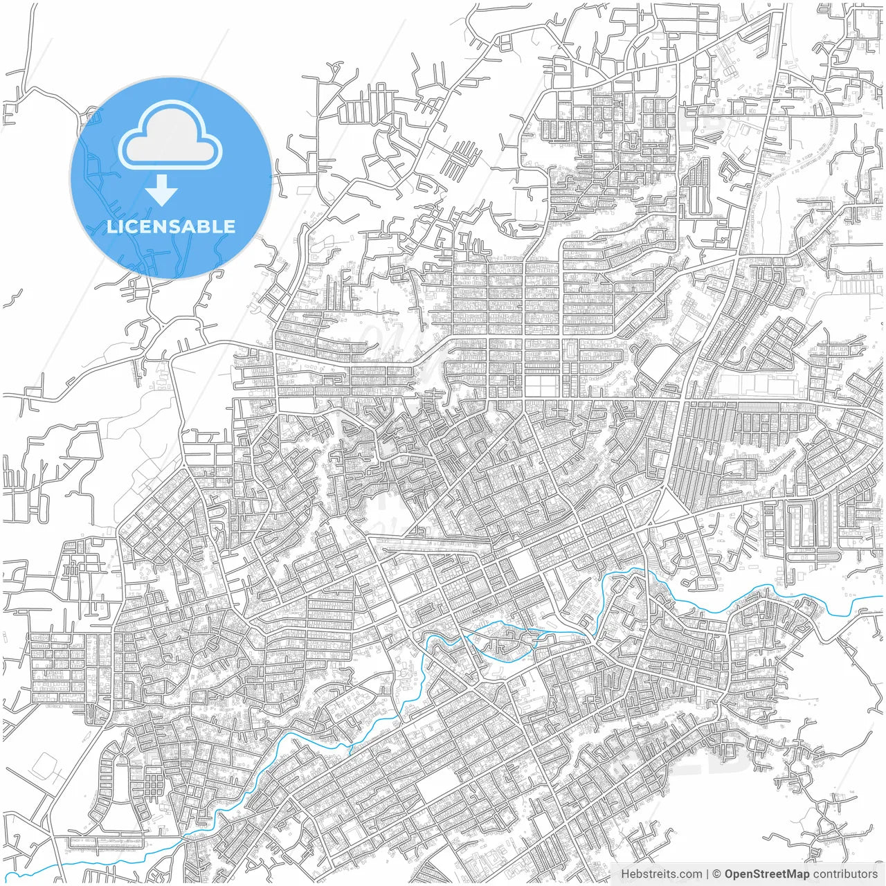 Pematangsiantar, North Sumatra, Indonesia, city map with high resolution roads.