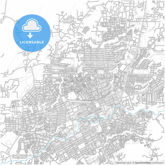 Pematangsiantar, North Sumatra, Indonesia, city map with high resolution roads.