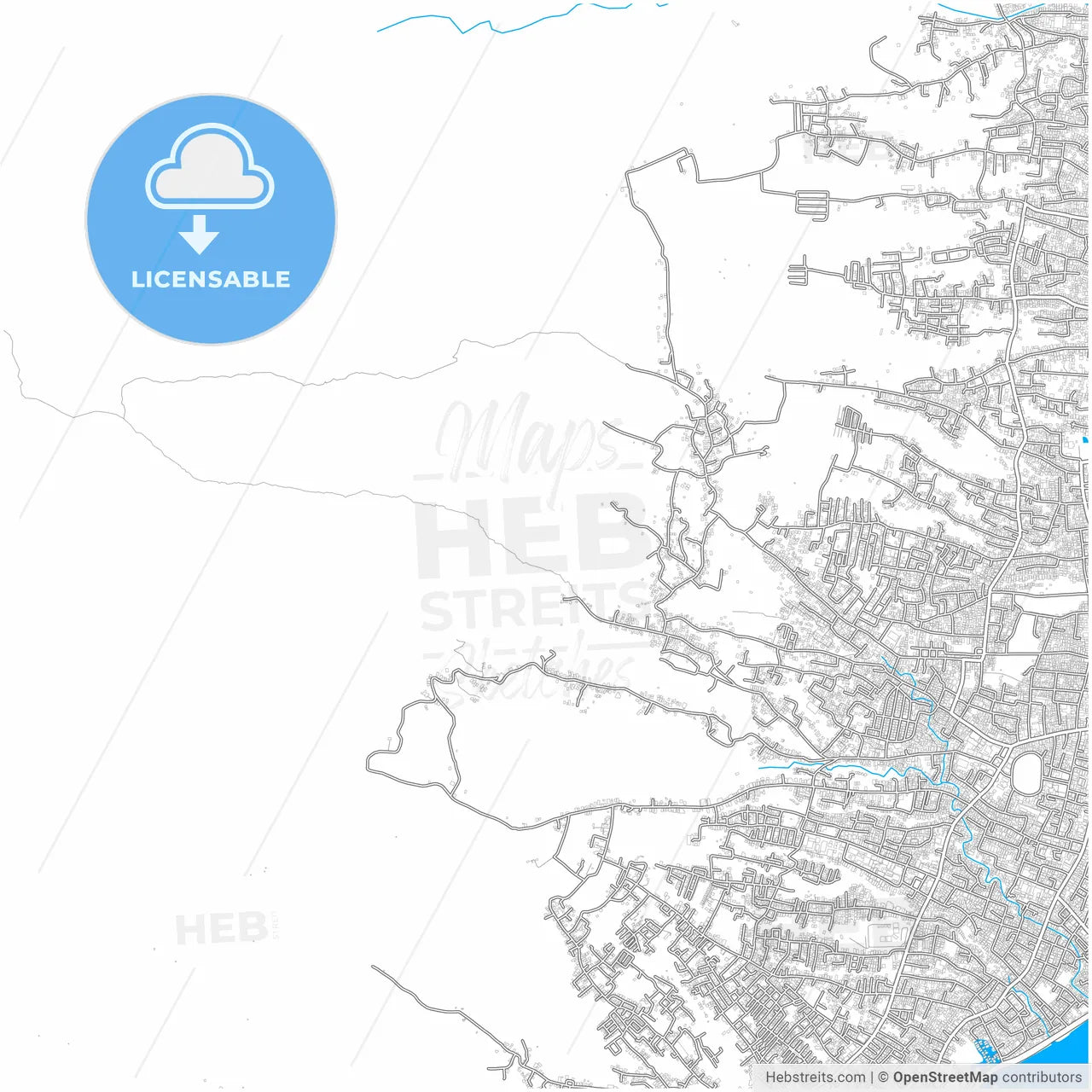 Ternate, North Maluku, Indonesia, city map with high resolution roads.