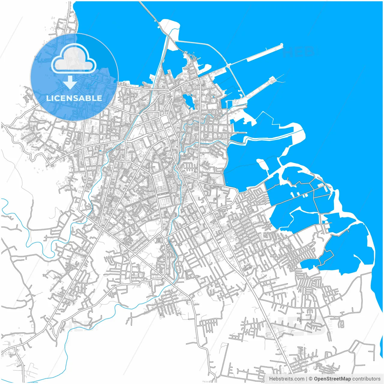 Palopo, South Sulawesi, Indonesia, city map with high resolution roads.