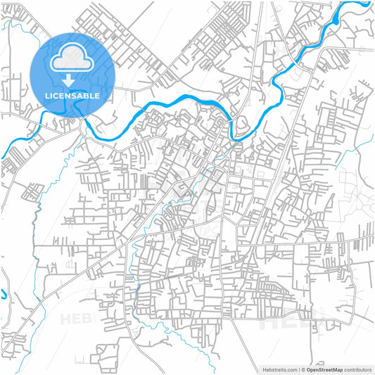Tebing Tinggi, North Sumatra, Indonesia, city map with high resolution roads.