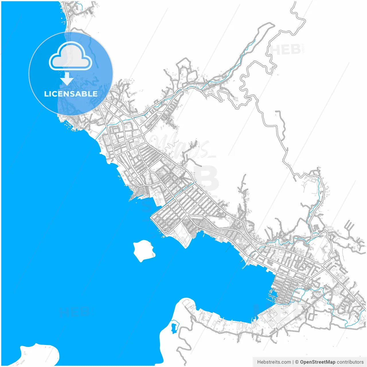 Sibolga, North Sumatra, Indonesia, city map with high resolution roads.