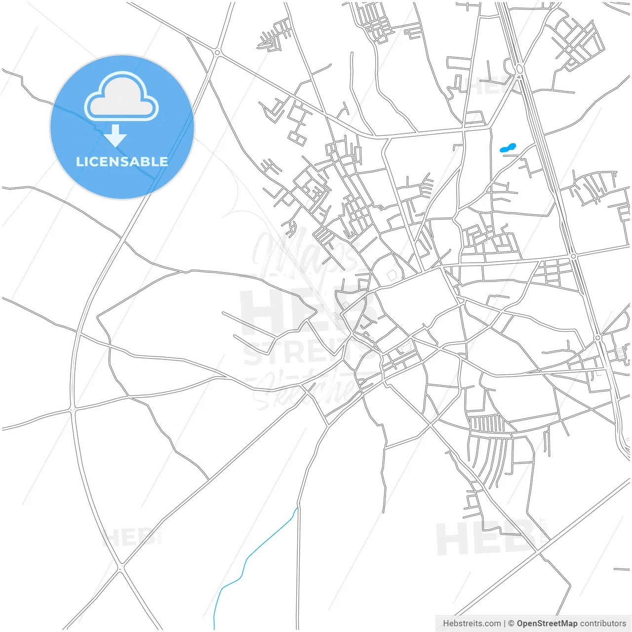 Kasur, Punjab, Pakistan, city map with high resolution roads.