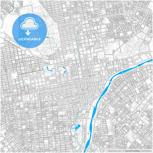 Sapporo, Hokkaidō, Japan, city map with high resolution roads.