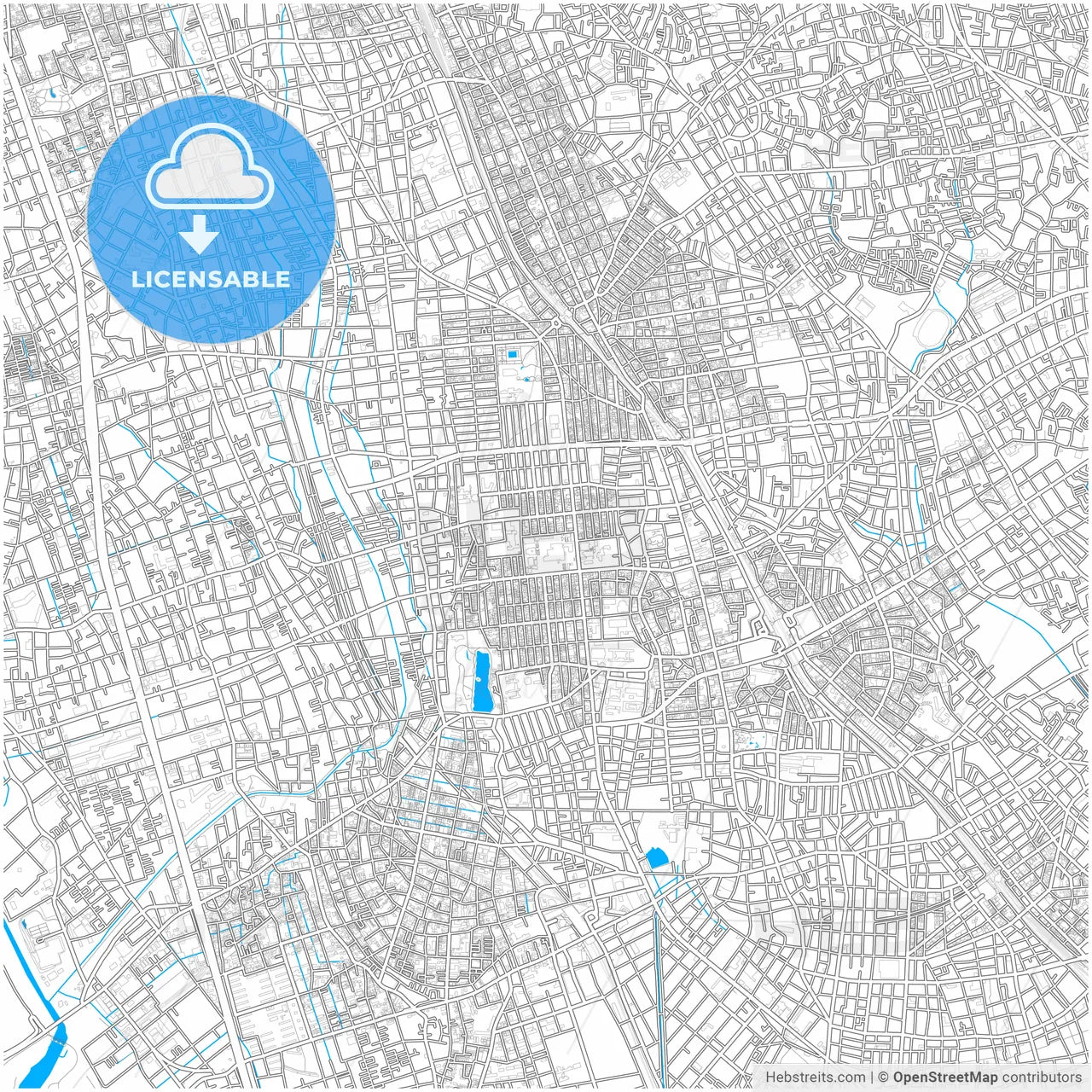 Saitama, Saitama, Japan, city map with high resolution roads.