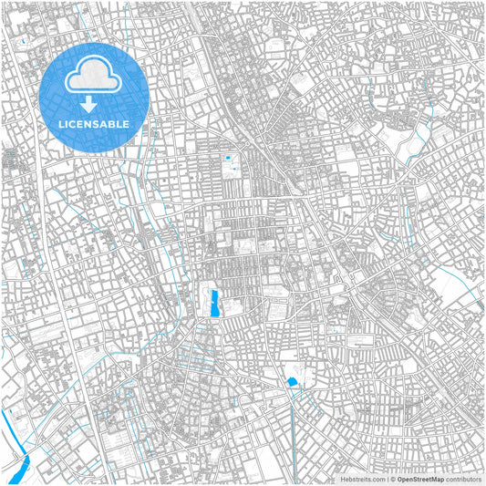 Saitama, Saitama, Japan, city map with high resolution roads.