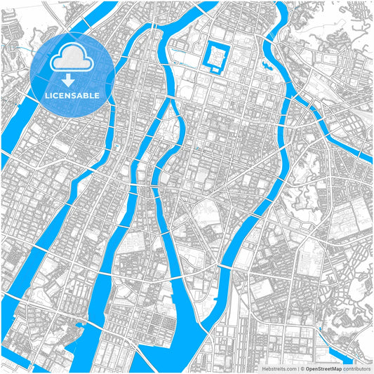 Hiroshima, Hiroshima, Japan, city map with high resolution roads.