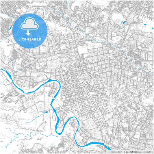 Sendai, Miyagi, Japan, city map with high resolution roads.
