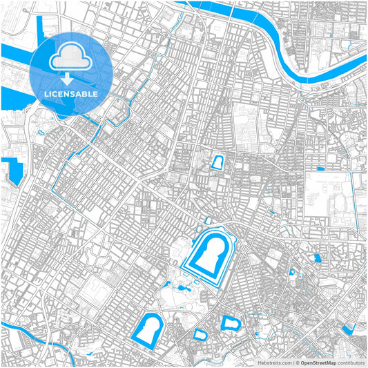 Sakai, Osaka, Japan, city map with high resolution roads.